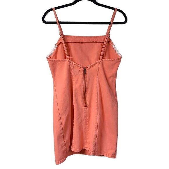 MP D denim coral pink body-con mini dress sexy flirty med Y2K punk - Picture 2 of 7